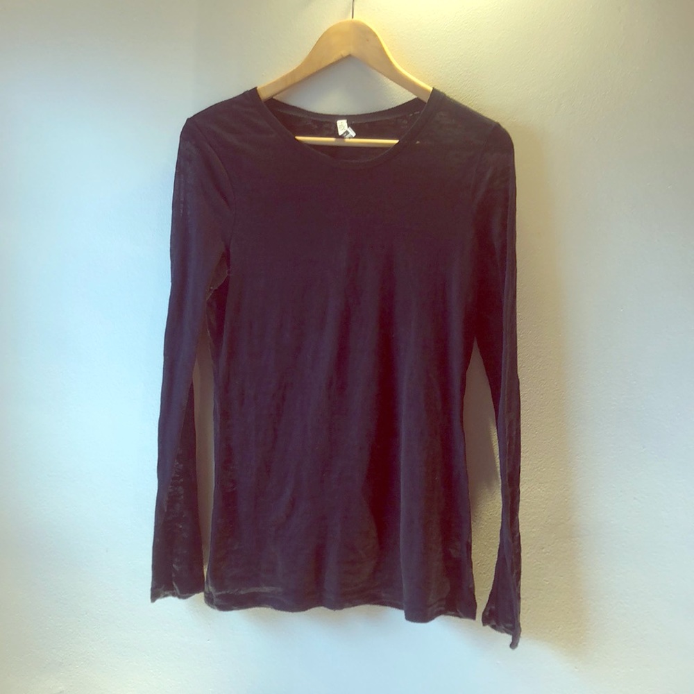Yahada Black Long-Sleeved Semi-See Through Shirt.
